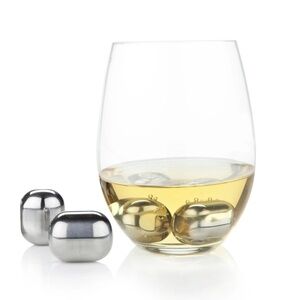 NEW Viski Glacier Rocks Stainless Steel Wine Globes Set of 4